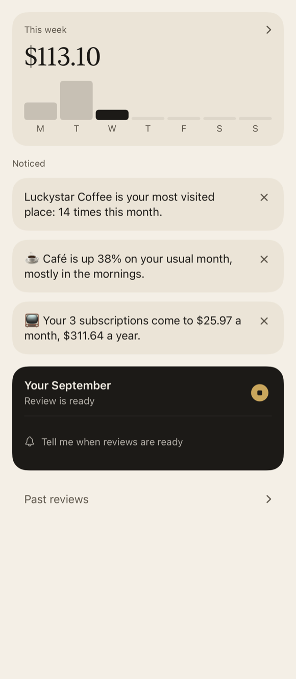 Overview: this week $113.10, and three things Dearly noticed