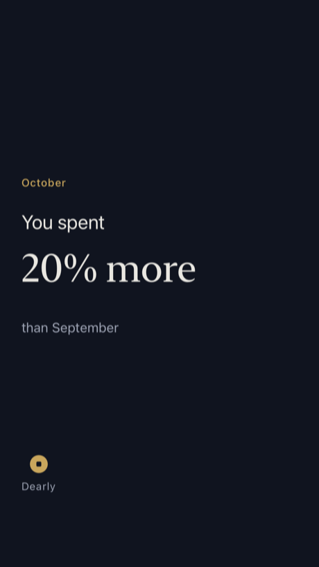 The same slide as shared: You spent 20% more than September, no amounts